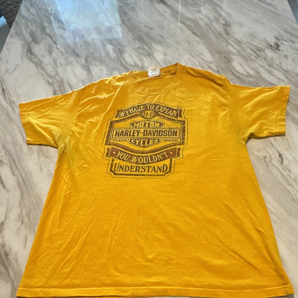 Vintage Harley-Davidson Mother Road Kingman Arizona Yellow Graphic Tahirt Size L
